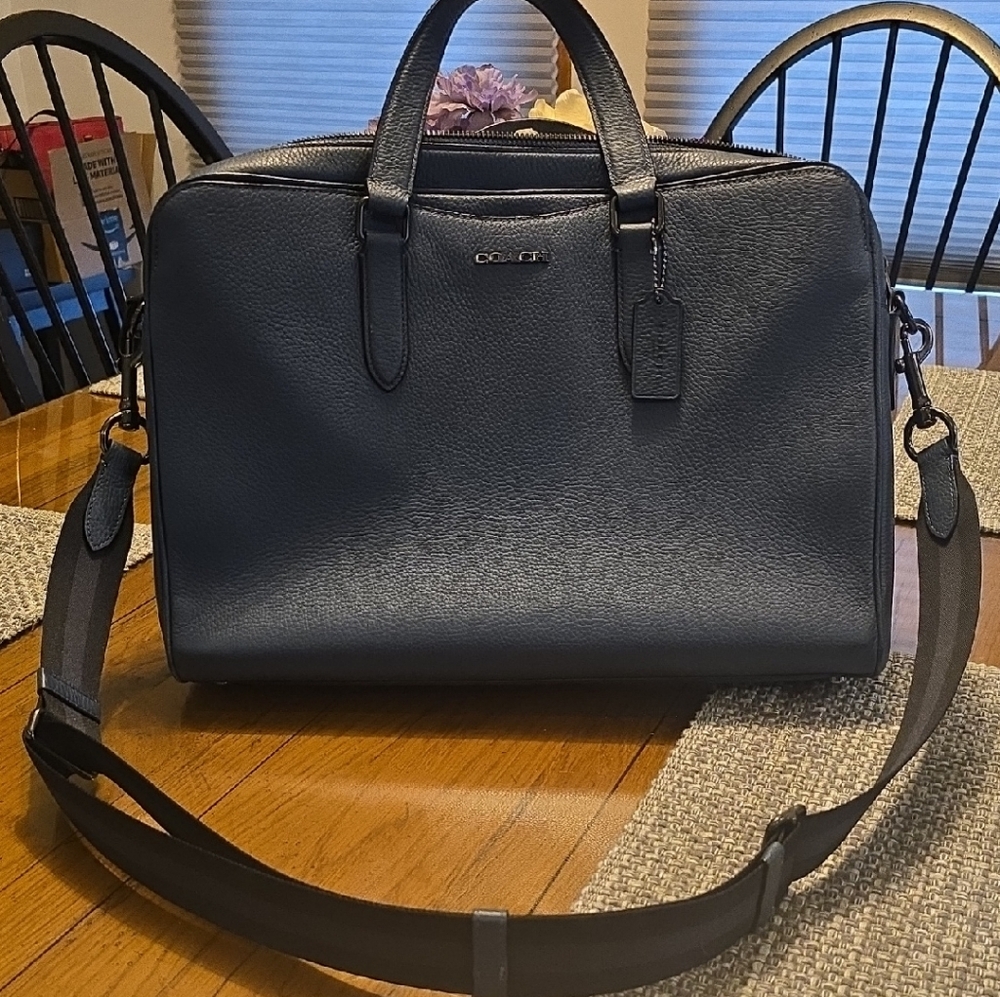 Coach Men's Navy Leather Briefcase